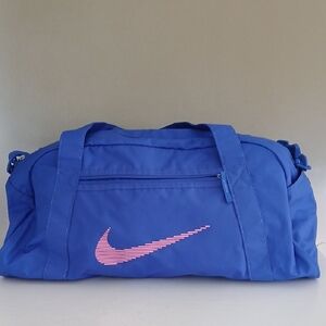 Nike Royal Blue Duffel Bag with Pink Swoosh